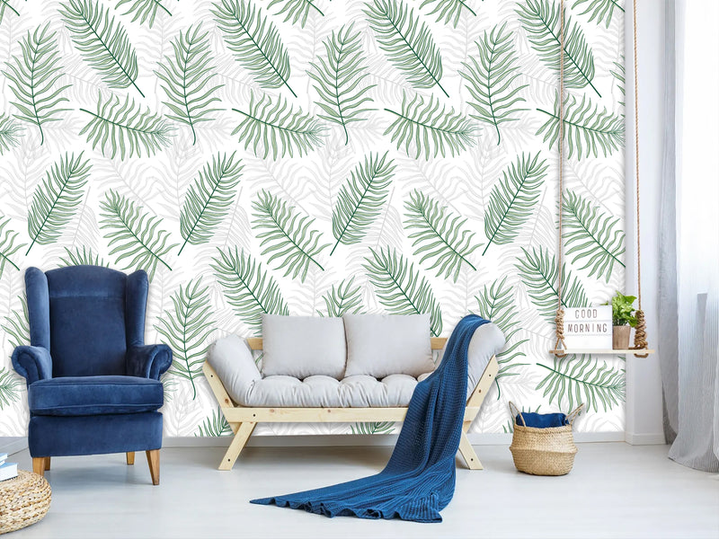 Traditional Wall Murals "Palm Leaves On White Background"  Unique Print For Bedroom  Living Room Kids Room🌿