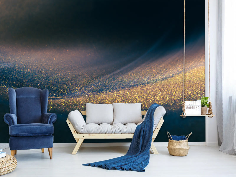 ✨Abstract Style Design for Space Decoration Peel and Stick Mural "Golden Wave" for Kitchen, Hall, Art Space