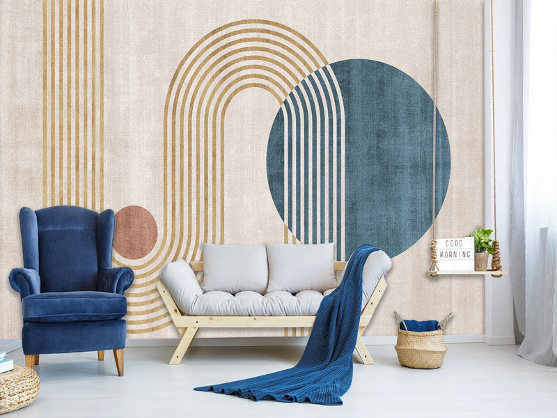 Non-Woven Wall Mural In Art Deco Style  "Geometric Ensemble" For Office  Living Room Bedroom🎨