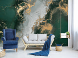 Art Print Accent Wall Self-Adhesive Wallpaper "Gray-Green Abstract Marble" – Decor for Bedroom, Living Room, Office