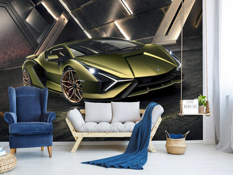 Peel and stick Wall Mural Inspired by LAMBORGHINI – Bold Wallpaper for Room, Garage or Gym