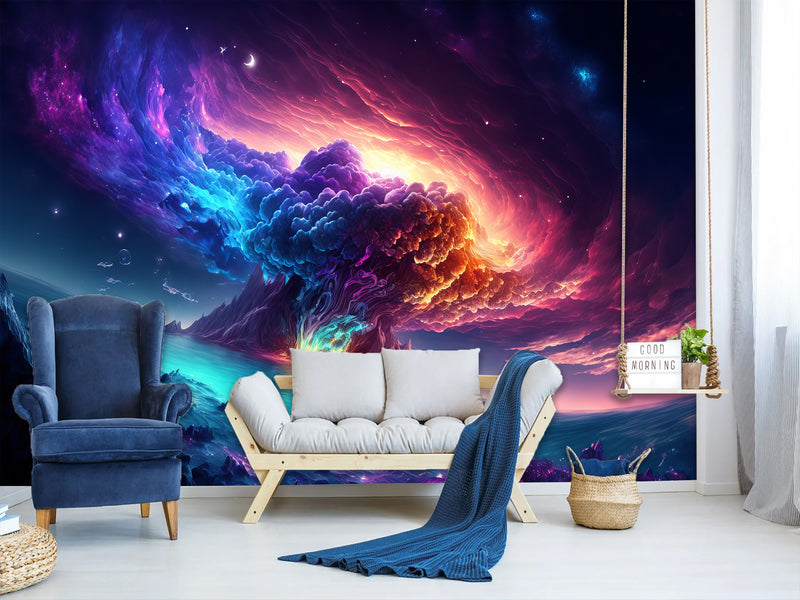 Non-Woven Photo Wallpaper "Big Splash Of The Universe", Art Print For Bedroom, Living Room, Kids' Room 🌌