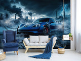 Peel and Stick Mural Sport Car Wall Art Full Wall Decor for Gym, Office, or Bedroom - ‘Storm of Speed’