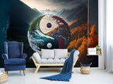 Peel and Stick Mural Full Wall Wallpaper Print For Office, Bedroom, Living Room, Lounge Area "Yin And Yang"