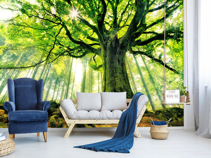 Modern Non-Woven Wallpaper "Tree of Life" — Art Design for a Cozy Living Room or Bedroom