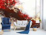 Abstract Wallpaper Red And Black Composition Bright Full Wall Traditional Mural For Office, Bedroom, Living Room