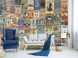 Wall mural Retro Poster Wallpaper – Vintage Ad Style Decor For Gym Or Recreation Room