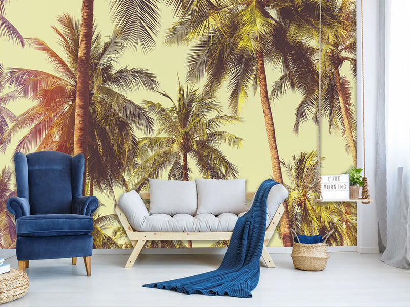 Self-Adhesive Wall Mural Print of Los Angeles Palm Trees for Living Room or Bedroom