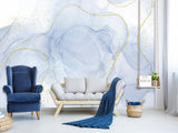 3D Self-Adhesive Wallpaper With Art Print For Office Area, Abstract “White And Blue Abstraction For Comfort”