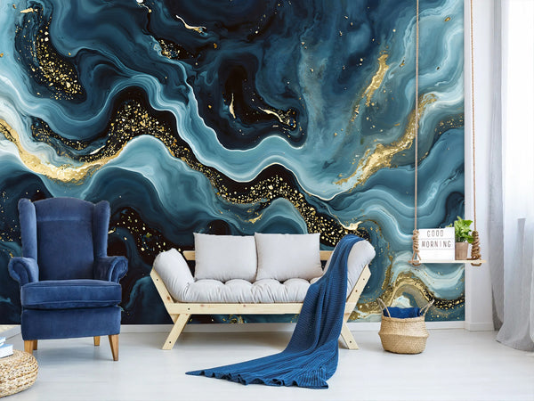 Incredible Design Accent Wall Self-Adhesive Wallpaper For Creative Office Or Living Room Design "Blue Domination"