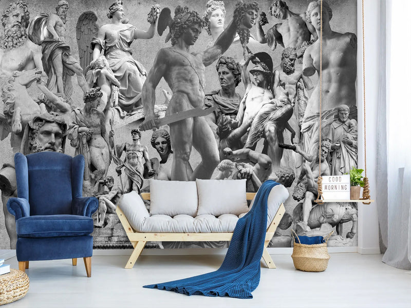 Unique Vintage Design – Traditional Full-Wall Wallpaper "Beauty and Power of Antiquity", Perfect for Bedroom or Living Room