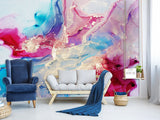 Peel and Stick Wallpaper On The Wall Modern Abstract Wall Art – Burgundy and Sky Blue Design For Bedroom Living Room