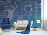 Peel and Stick Vinyl  Wall mural “Blueprint engineering " Wallpaper for For Office,  Home decor