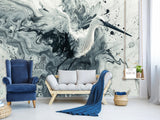 Full-Wall Peel and Stick Wallpaper – Art Print "Dance of the Stork in Abstraction" Mural for Office, Study, or Living Room