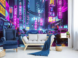 Traditional Neon Wallpaper – Urbanism "City of the Future" for Gaming Zone, Office, Living Room 🌆
