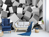 Peel and Stik Mural Wall Mural "Gray cubes" – Decor For Kid's Room Playroom