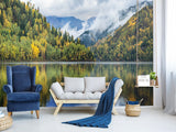 Stylish Modern Non-Woven Wallpaper 'Mountain Lake Serenity' – Wall Mural for Bedroom or Living Room