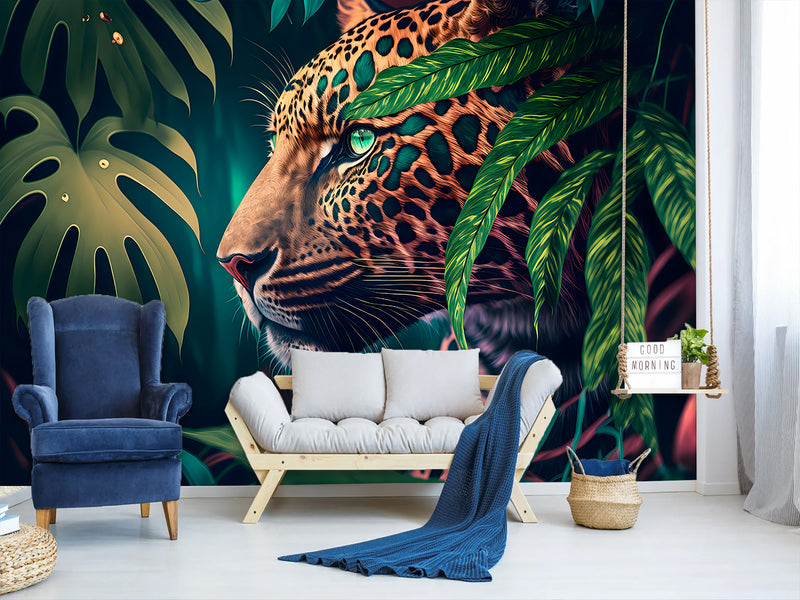 Modern Peel and Stick Photo Wallpaper for Living Room or Bedroom – "Jaguar" Wall Print