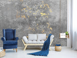 Traditional Full Wall Mural – Concrete and Gold Abstract Wall Design for Gym or Office