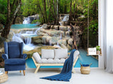 Natural Print Self-Adhesive Wall Murals – Full Wall Design for Hotel, Bedroom, Living Room "Forest Waterfall"