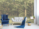 Non-Woven Photo Wallpaper, Vintage Nature-Inspired Wallpaper – "Green Forest" for Living Room