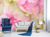 Pink and Green Abstract Intertwining. Self-Adhesive Wallpaper Art Print for Walls. Unique Abstraction Décor for Living Room or Hall "Abstract Flower Petal" 🌸