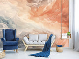 Print Abstraction On Wall Vinyl Wallpaper Peel and Stick For Bedroom Living Room "Pink Blue Waves"