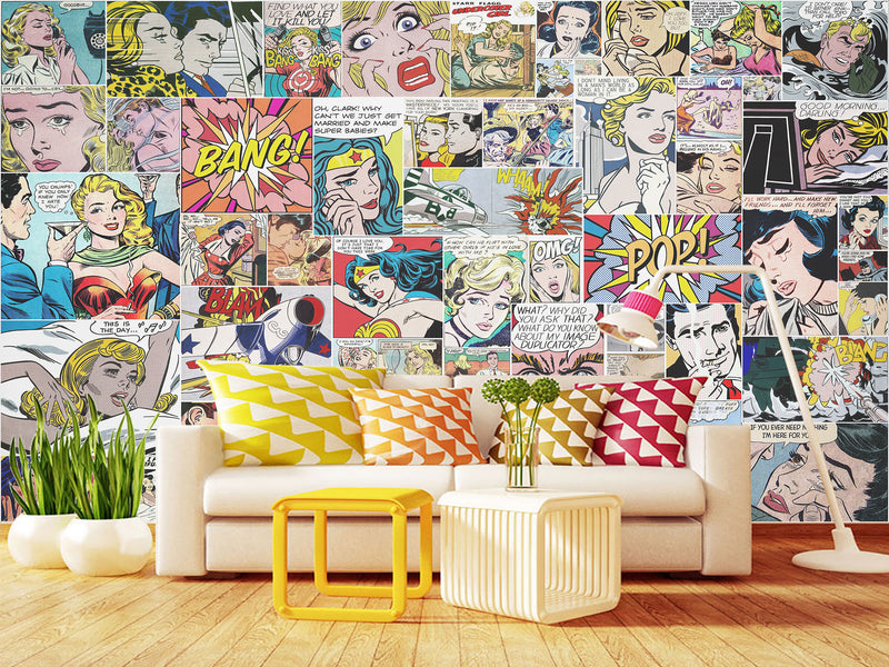 Wall mural 3D self-adhesive in the bedroom, kitchen, hall “Pop art comic”