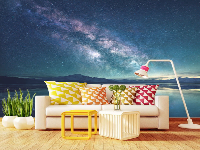 3D Peel and Stick Full Wall Mural – Milky Way Over Mountains for Living Room or Bedroom