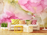 Pink and Green Abstract Intertwining. Self-Adhesive Wallpaper Art Print for Walls. Unique Abstraction Décor for Living Room or Hall "Abstract Flower Petal" 🌸