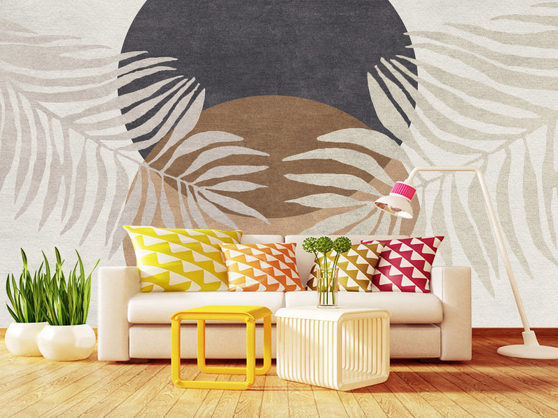Natural Print Full Wall Vinyl Wallpaper Pell and Stick "Tropical Leaves" Desing For Office Bedroom Living Room🌿