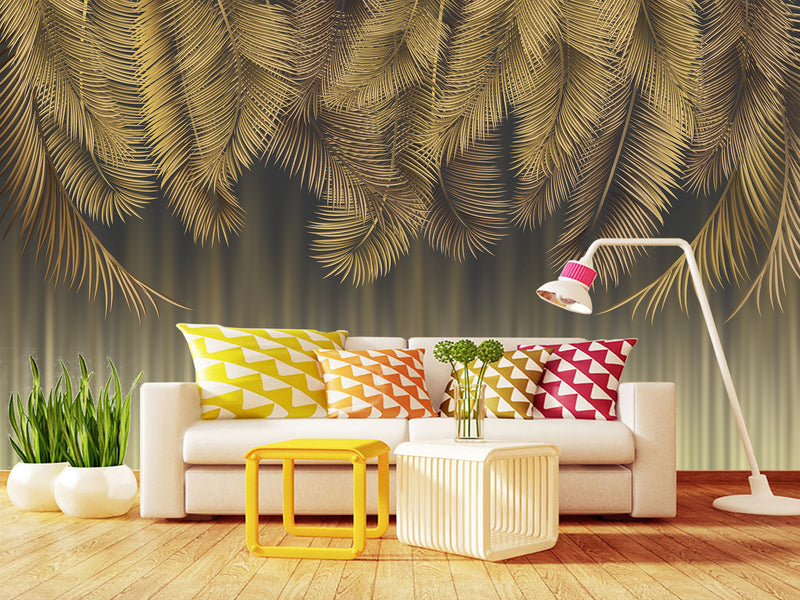 Non-Woven 3D photo wallpaper over the bed in the bedroom “Palm Tree”