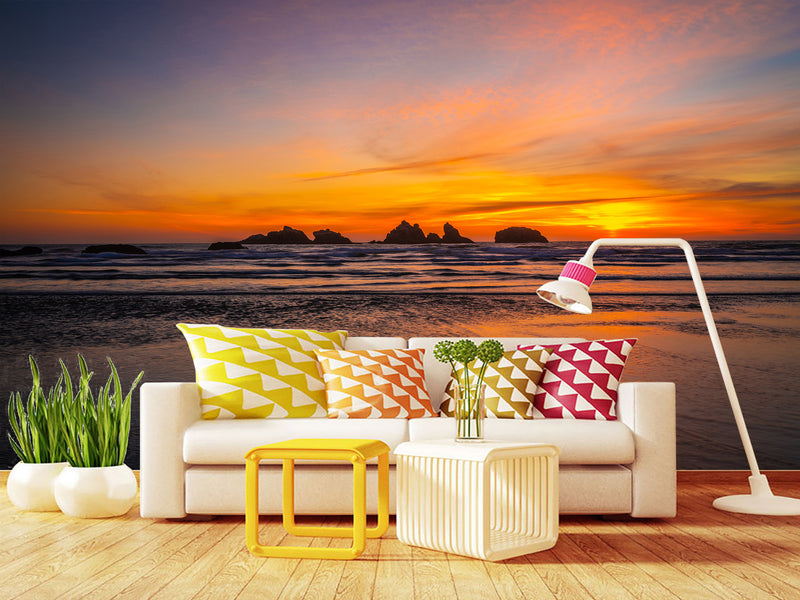 Non-Woven Mural Large Wall Art For Bedroom, Living Room Or Relaxation Zone – Ocean Sunset