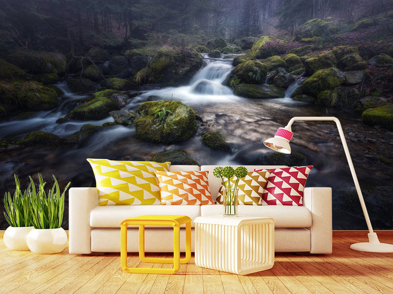 Peel and Stick Oracal film, Wall Mural wallpaper for the house “Mountain Waterfall”