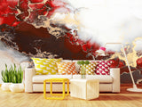 Abstract Wallpaper Red And Black Composition Bright Full Wall Traditional Mural For Office, Bedroom, Living Room