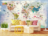 Decor for Kids room, Peel and Stick Oracal film with the pattern “Kids map of the world”