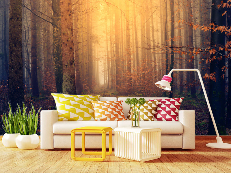 Modern Self-Adhesive Wallpaper "Autumn Forest" — Art Print for Office, Study, and Living Room