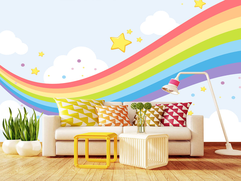 Mural for kids on the wall Self-Adhesive Wallpaper“flying rainbow”, photo wallpaper 3d with a pattern