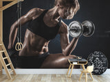 Sports Theme Self-Adhesive Wallpaper With Design For Gym, Photo Wallpaper "Sports And Training"
