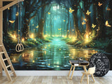 Non-Woven Magical Forest Wall Mural Peel & Stick Kids Room Wallpaper