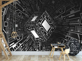 Stylish Design Non-Woven Wallpaper For Office, Hall, Living Room "Cube" 🔲