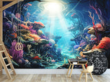 Peel and Stick Kids’ Wallpaper Full Wall Mural – “Mysteries of the Deep” For Kids’ Room