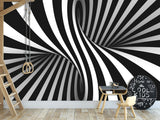 Unique Creative Design Non-Woven Wallpaper for Home Wall "Illusion" – 3D Bedroom Mural Above the Bed 🌀