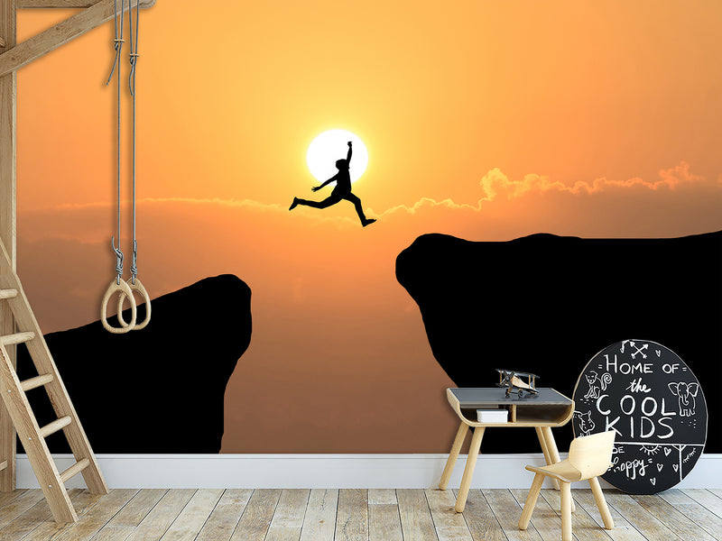 Peel and Stick Wallpaper Leap Over the Abyss – A Test of Courage Wallpaper for Bedroom or Living Room