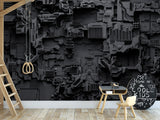 Peel and Stick Vinyl Wallpaper Technological Plating Spaceship Robot Abstract Graphics Style for Gym & Living Room