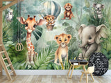 Non-Woven Traditional Wall Wallpaper for Kids' Room "Tropical Safari" – Kids's Room Decor