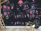 Neon City At Night – Modern Traditional Wall Mural For Interior Design 🌃