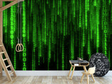 Wall mural Peel and Stick Vinyl “Matrix code" Wallpaper for For Home decor, Bedroom, Playroom