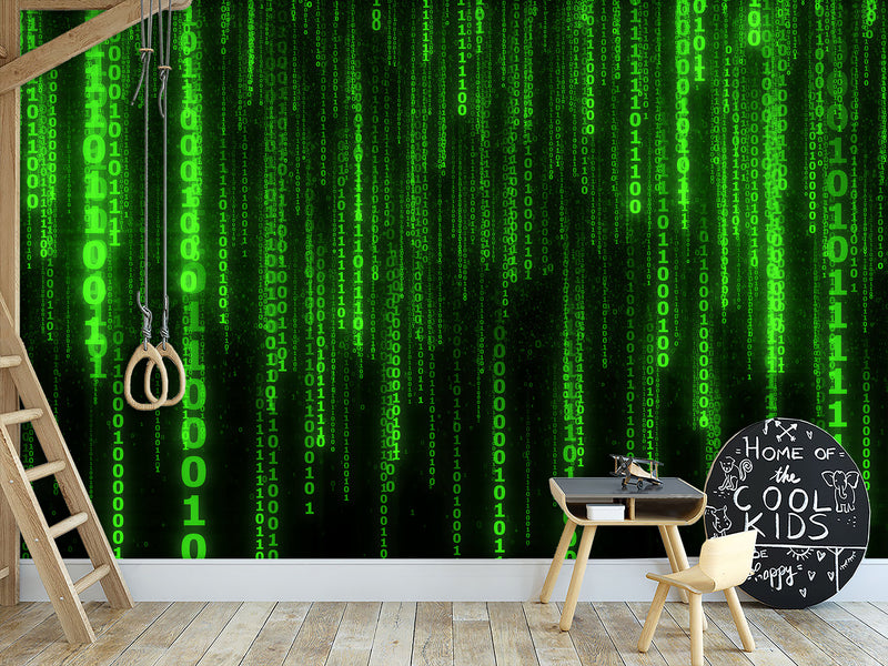 Wall mural Peel and Stick Vinyl “Matrix code" Wallpaper for For Home decor, Bedroom, Playroom