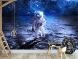 Peel and Stick Photo Wallpaper "Astronaut's flight in space" - Decor Bedroom Wall Art